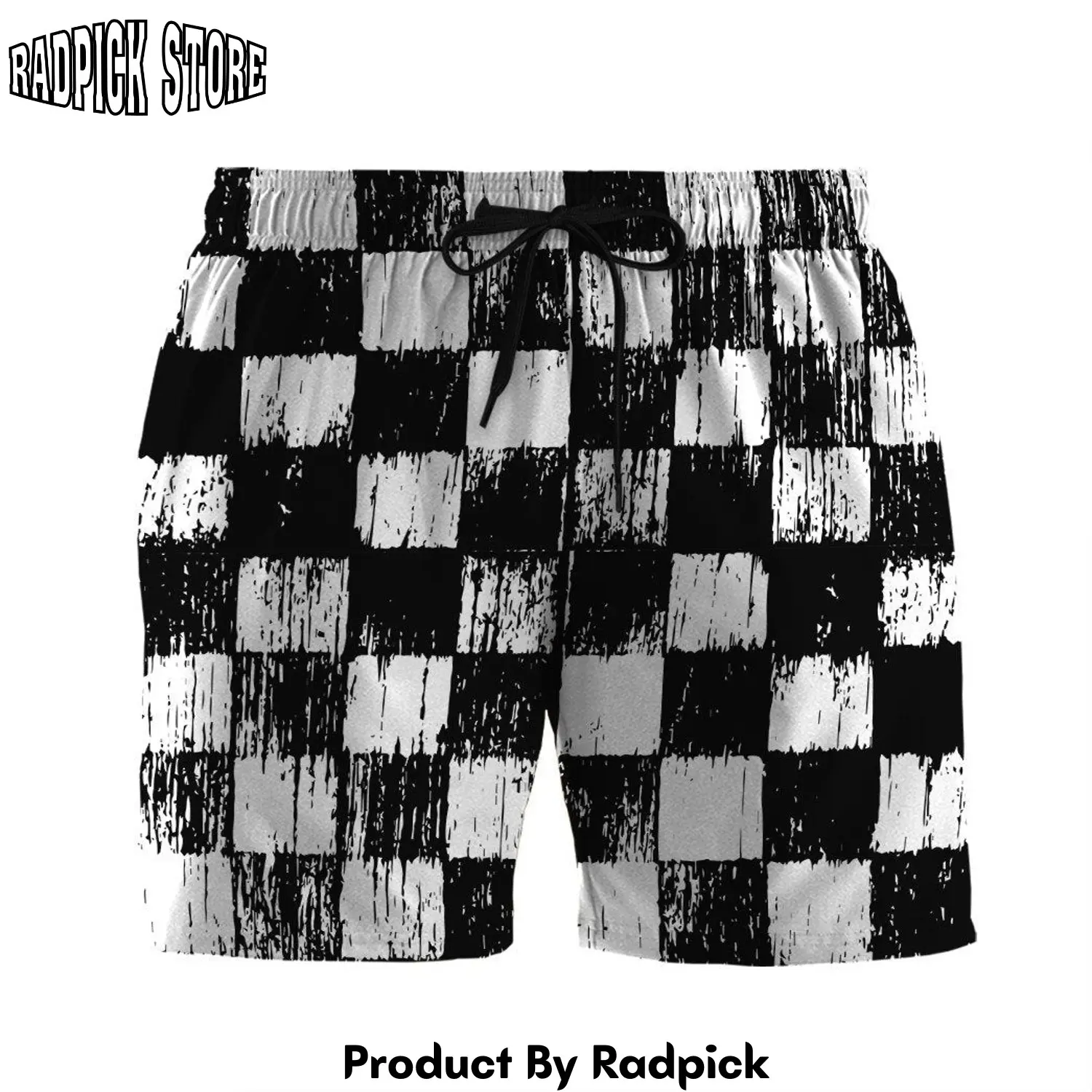 Radpick 3d grunge chess board custom beach shorts swim trunks rp631472